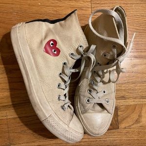Converse x Comme des Garçons PLAY cream high tops with small logo